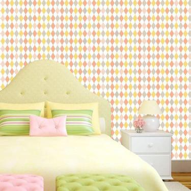 Imagem de Papel De Parede Losango Colorido Geométrico Autocolante Sala