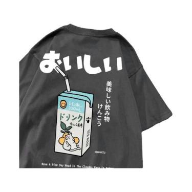 Imagem de Camiseta Unissex Oversized De Algodão Com Estampa De Gato Japonês, Man