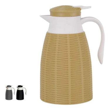 Imagem de Garrafa Termica Rattan 1l Luxo Cores Café Quente Bege