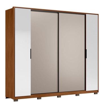 Imagem de Guarda Roupa Casal Laredo D44010kpe Nogueira Nude Tx Com Espelho E Pés Demóbile - Demartêz