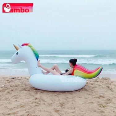 Imagem de Boia Inflável De Unicórnio Para Piscina, Decoração De Festa Aquática C