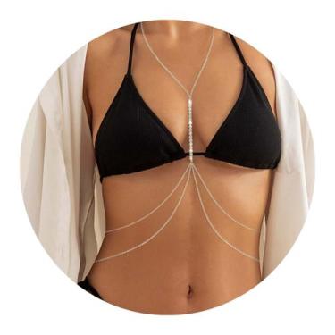 Imagem de Body Chain Corrente Corpo Strass Franja Luxo Feminino Verão - - anjo d