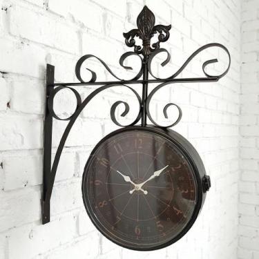 Imagem de Relógio Dupla Face Parede Estação Trem Antigo Vintage Retrô - Genérico