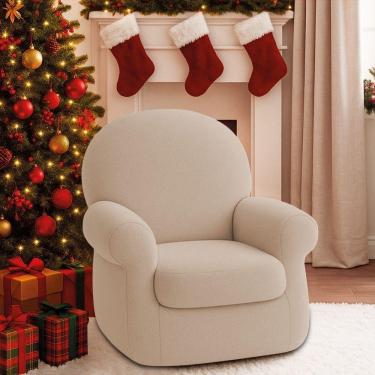 Imagem de Poltrona Natalina Papai Noel Merry Christmas Suede Bege