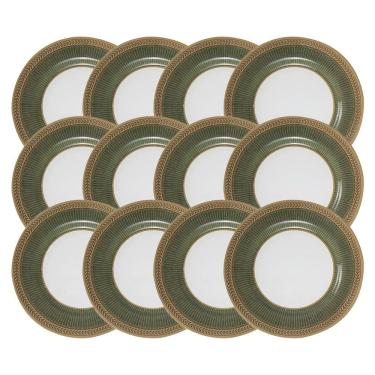 Imagem de Jogo 12 Pratos De Sobremesa Celebrate Verde Cerâmica Alleanza 20cm
