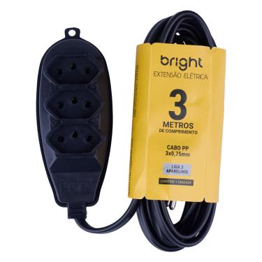 Imagem de Extensão 3 Tomadas 3m Bright Preta