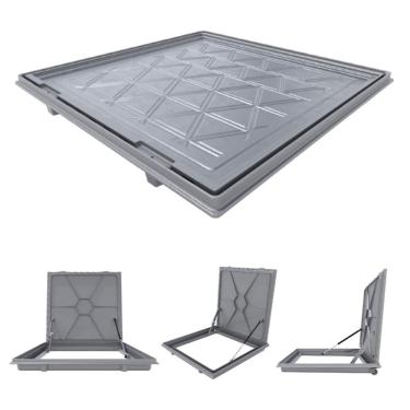 Imagem de Tampa Piscina Casa Máquina 50x50 Articulada Rebaixada Cinza