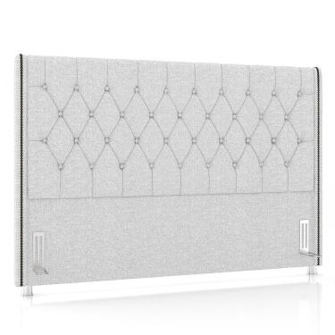 Imagem de Cabeceira Cama Box Casal King 195cm Florenza P02 Linho Cinza Claro - Mpozenato