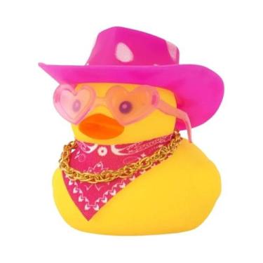 Imagem de Pato De Borracha Amarelo Com Chapéu De Cowboy E Óculos De Sol Para Dec
