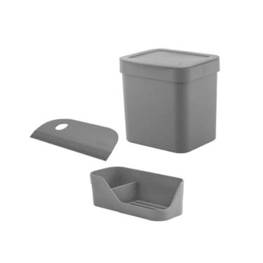 Imagem de Kit 3 Peças Organizador de Pia Compacto Porta Detergente Esponja Sabão Lixeira Rodo Ou