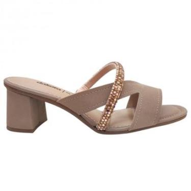 Imagem de Tamanco Feminino Dakota Salto Bloco Tiras Pedraria DB091-Feminino