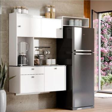 Imagem de Kit Armário de Cozinha Compacto Lara Aéreo e Balcão com 2 Gavetas Nich