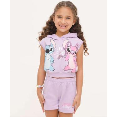 Imagem de Conjunto Infantil Moletinho Stitch E Angel Disney Tam -19045, Lilás, 6