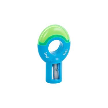 Imagem de Apontador com Borracha BRW Double Rings com Design Moderno e Dupla Abertura para Lápis de Diferentes Tamanhos Azul