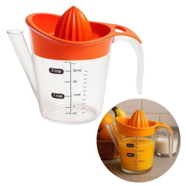 Imagem de Espremedor de Frutas 2 em 1 com Jarra Graduada 500ML para Sucos de Laranja e Limão Transparente Baker