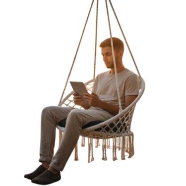 Imagem de Cadeira Rede Balanço Almofada Suspensa Trancada Decoraçao Varanda Saca