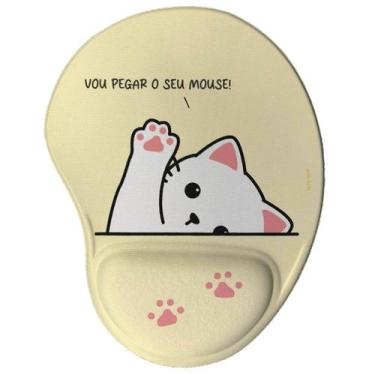 Imagem de Mouse Pad Ergonômico Divertido Gatinho Vou Pegar o Seu Mouse cor:Amare