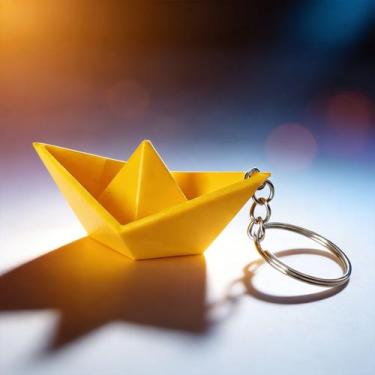 Imagem de Chaveiro Barco Estilo Origami  Design Moderno, Criativo e Decorativo -