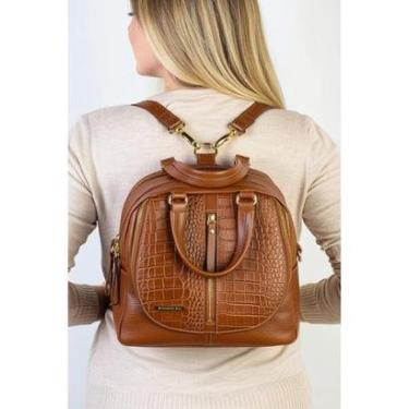 Imagem de Bolsa mochila de couro croco 3 em 1 Marina-Feminino