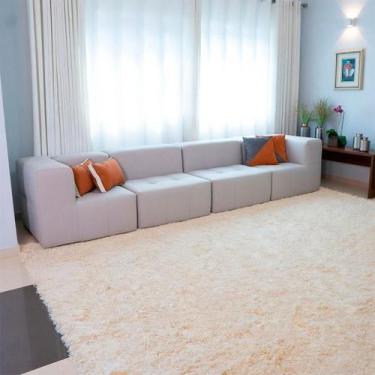 Imagem de Sofá Modular 4 Lugares 2 Braços Inflow Bouclé Cinza Linho Vem Na Caixa