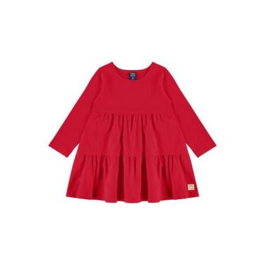 Imagem de Vestido Infantil Manga Longa Algodão Bee Loop, Vermelho