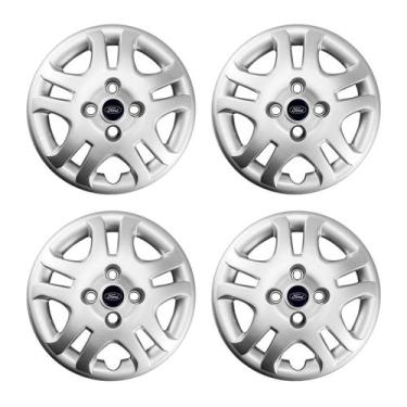 Imagem de Jogo Calota Prata Aro 14 Fiesta Sedan Emblema Resinado Azul - GFM