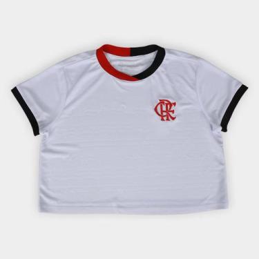 Imagem de Camiseta Cropped Flamengo Feminina - Betel Sport, Branco, P