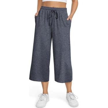 Imagem de Calças Capri TARSE para treino feminino de ioga e moletom HeatherNavy