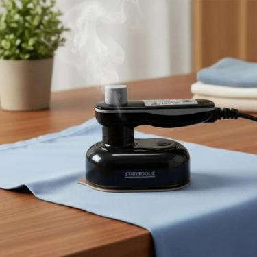 Imagem de Ferro de Passar Roupas a Vapor Preto Antiaderente Desamassa Camisa Cal