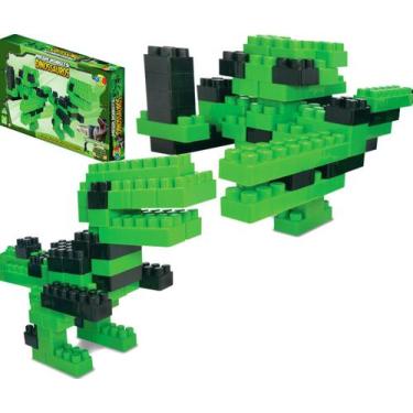 Imagem de Brinquedo Infantil Blocos de Montar Kit 64 Peças Dinossauro - GGB Brin