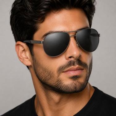 Imagem de Óculos De Sol Masculino Polarizado Uv400 Luxuoso Vinkin 379 Preto Pret