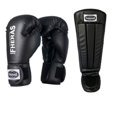 Imagem de Luva Boxe Muay Thai MMA com Protetor de Canela Caneleira Anatômica Pro