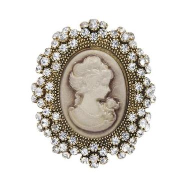 Imagem de Broche De Cabeça Feminino Com Strass E Personagem, Alfinete De Lapela 