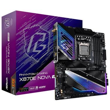 Imagem de Placa Mãe X870E Nova Wi-Fi com Socket AM5 DDR5 para Gaming com Wi-Fi 6E Bluetooth 5.2 RGB Asrock