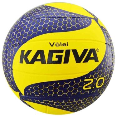 Imagem de Bola de Vôlei Kagiva 2.0 Pro Costurada com PVC de Alta Qualidade Amarelo e Azul 67CM