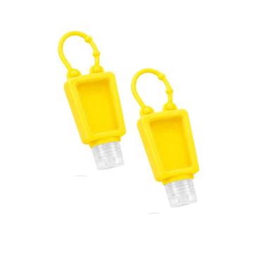 Imagem de Kit 2 Frascos Portáteis Com Alça Para Bolsa E Chaveiro Cor:Amarelo - E
