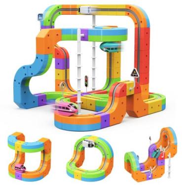 Imagem de Conjunto de Veículos Brinquedo Auyoolin Trem Elétrico 3D 93pcs STEM