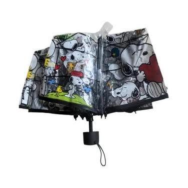 Imagem de Guarda-chuva Automático Transparente Snoopy Woodstock Com Desenho Anim