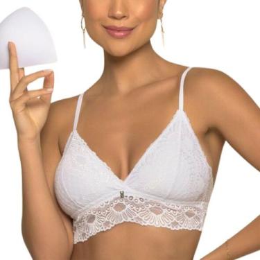 Imagem de Sutiã Cropped Bojo Removível Com Renda Nayane Rodrigues, GG, Branco
