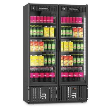 Imagem de Expositor Vertical Resfriados Refrimate 1300 Litros 2 Portas Preto 220