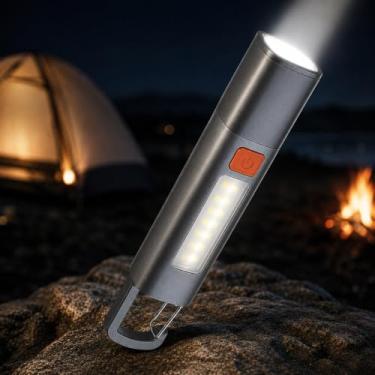 Imagem de Mini Lanterna LED Recarregável USB-C com Gancho para Camping e Emergência