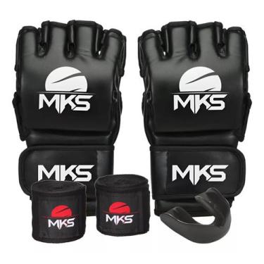 Imagem de Kit luva mma trainning sparring profissional + bandagem 2,55m + protet