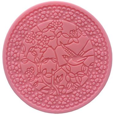 Imagem de Enfeite de renda de filigrana redonda em uma árvore de flor, molde de renda, molde de cupcake, ferramenta de decoração de biscoitos, pasta de silicone, molde de silicone (304) diâmetro 12 cm