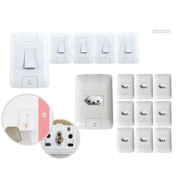 Imagem de Kit Tomadas e interruptores Tramontina 10 Tomadas e 5 Interruptores 10a Aria Com Placa Excelente qualidade