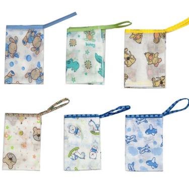 Imagem de Toalha De Boca Kit 12 Peças Com Prendedor De Chupeta Caricia Baby Sortido Masculino