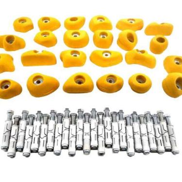 Imagem de Kit 24 Agarras Escalada Basic Tamanho P Alvenaria Amarelo