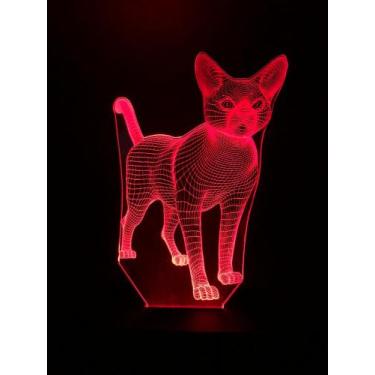 Imagem de Luminária Led 3D Gato, Gatinho, Pet, Abajur, 16 Cores, Decoração - Ave
