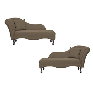 Imagem de Kit 02 Divãs Recamier Namoradeira Olívia Lado Direito e Esquerdo Linho Cores - DS Estofados