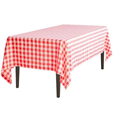 Imagem de LinenTablecloth Toalha de mesa retangular 152 x 250 cm xadrez vermelho e branco