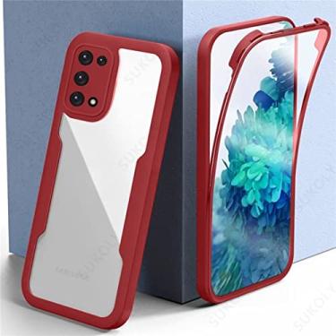 Imagem de FIRSTPELLA Capa compatível com Samsung A21S, capa protetora de tela integrada TPU resistente híbrida transparente 2 em 1 à prova de choque 360° capa armadura de corpo inteiro para mulheres e homens